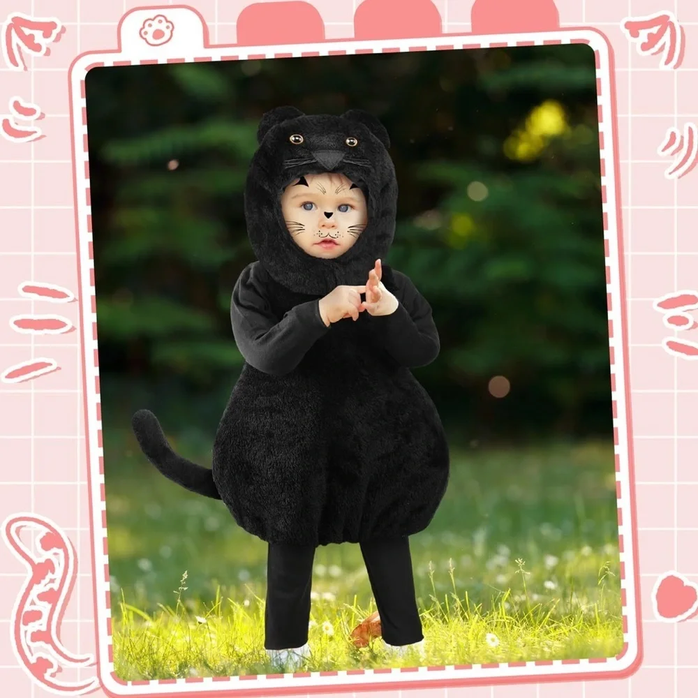 Adorable Black Cat Kids Halloween Costume